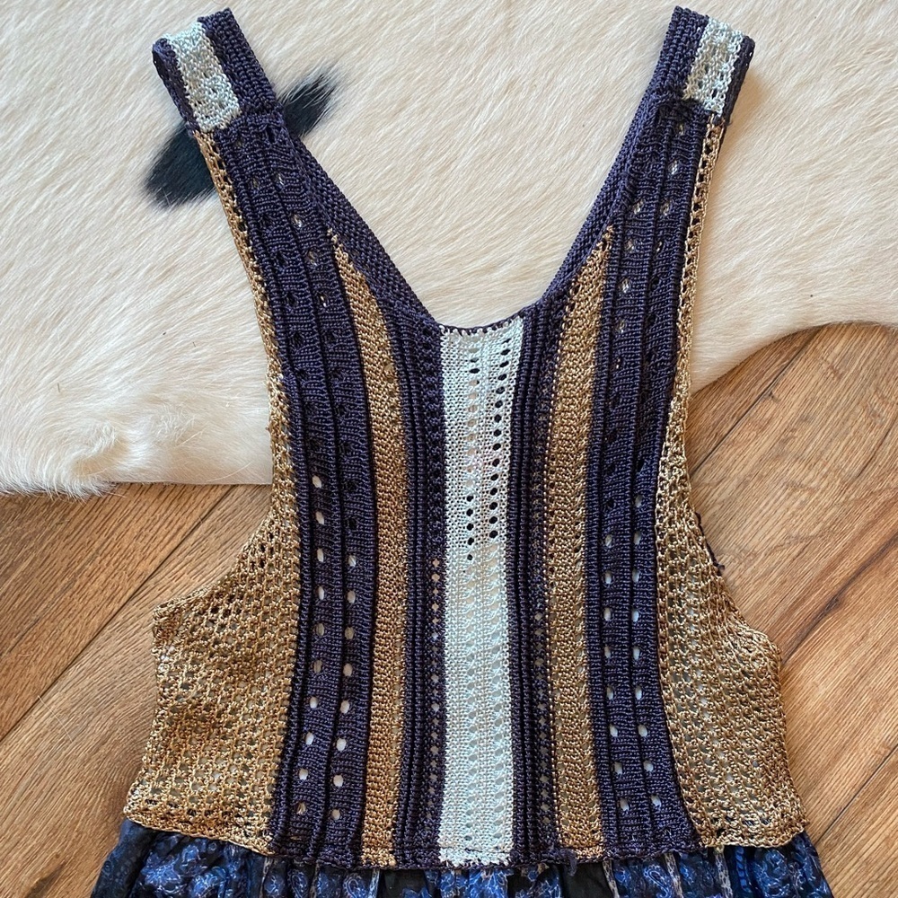 Free People Fairycore boho whimsical floral festival mini dress crochet bodice - Picture 8 of 13